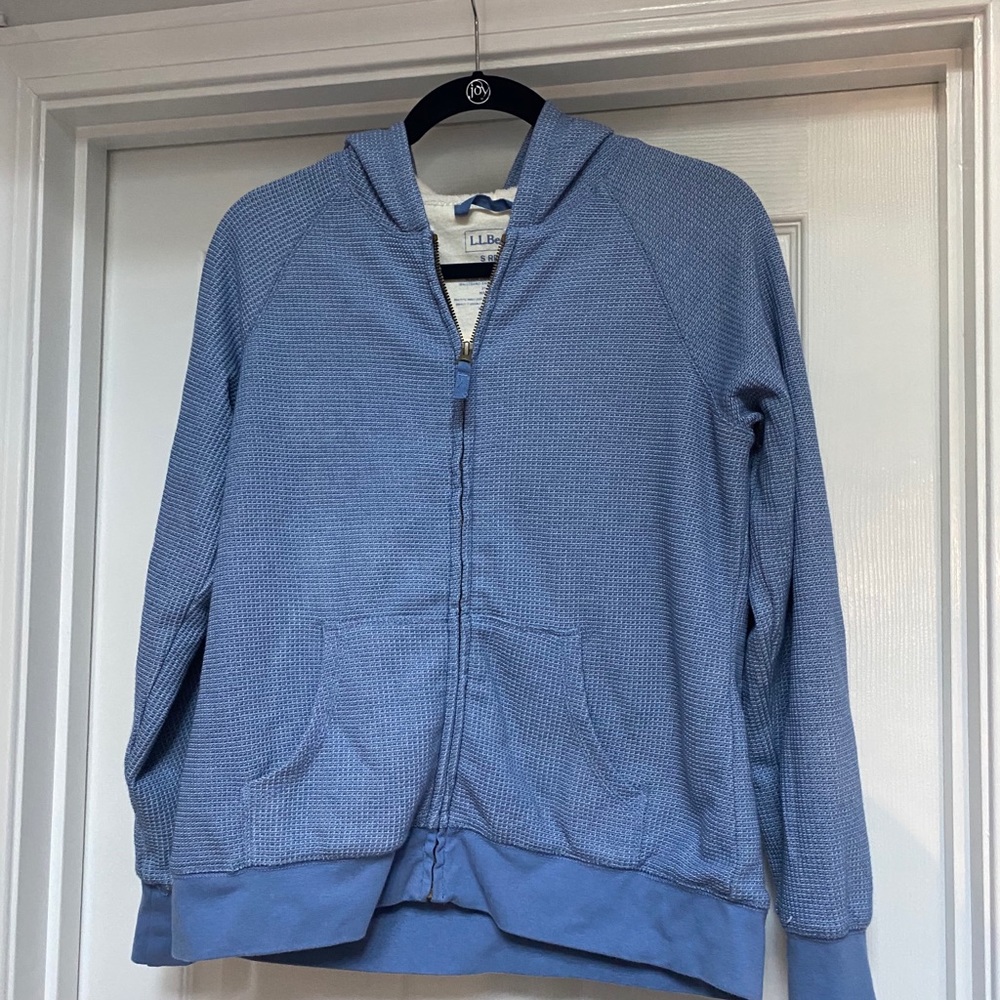 LL Bean Plush Faux Fur Lined Cozy Zip Hoodie EUC